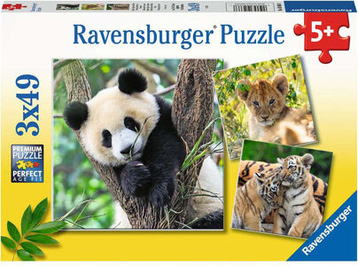 Ravensburger Pussel Panda, Lion and Tiger 3x49 Bitar