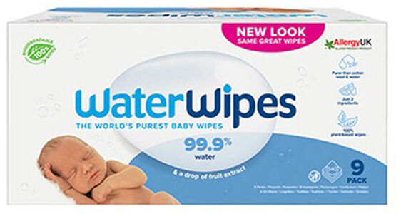 WaterWipes  Plastfria Våtservetter 9x60-pack