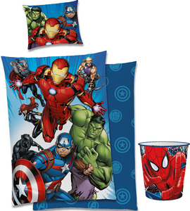Marvel Avengers Påslakanset och Spider-man Papperskorg, Multicolored