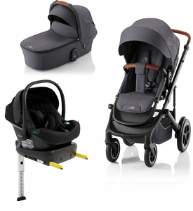 Britax Smile 5Z Duovagn inkl. Beemoo Route Babyskydd & Bas, Midnight Grey/Black Stone