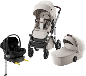 Britax Smile 5Z Duovagn inkl. Beemoo Route Babyskydd & Bas, Soft Taupe Lux/Black Stone