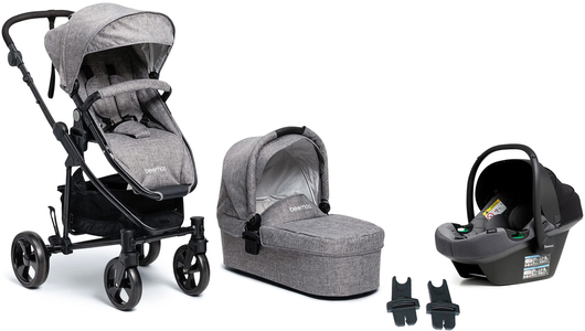 Beemoo Flexi Travel 3 Duovagn Inkl. Beemoo Route i-Size Babyskydd, Grey Melange/Mineral Grey