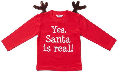 Luca & Lola Baby Kortärmad t-shirt Santa Is Real Deer, Red