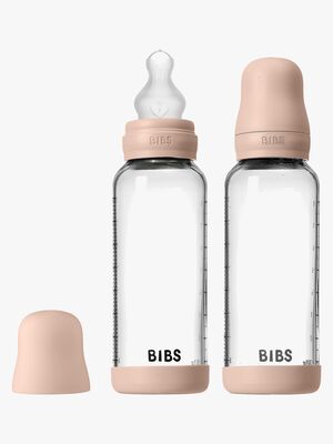 BIBS Medium Flow Glas Nappflaska Silikon 2-Pack 240 ml, Blush