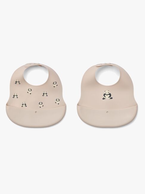 LIEWOOD Ember Mönstrad Haklapp 2-Pack, Panda/Sandy