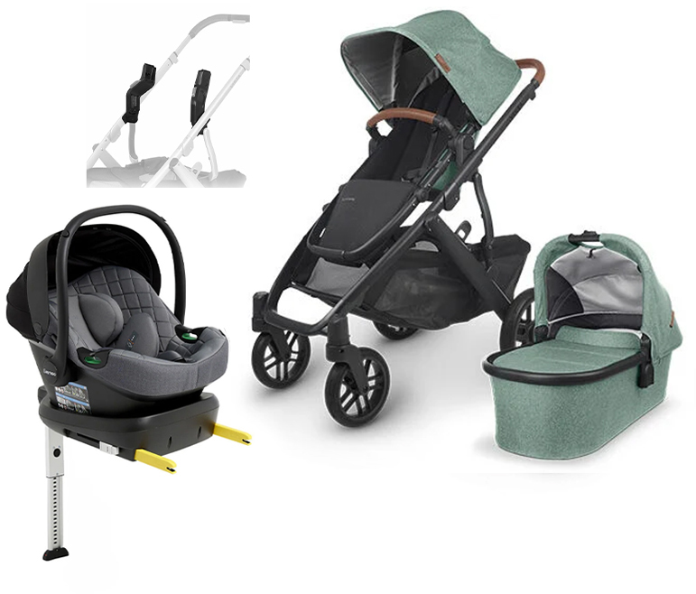 UPPAbaby VISTA V2 Duovagn inkl. Beemoo Route Babyskydd &  Bas Gwen Green/Mineral Grey
