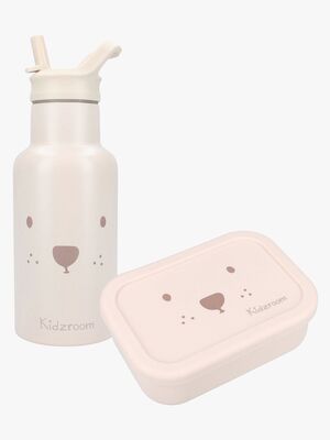Kidzroom Stainless Steel Flaska & Silikon Matlåda Beary Excited, Beige