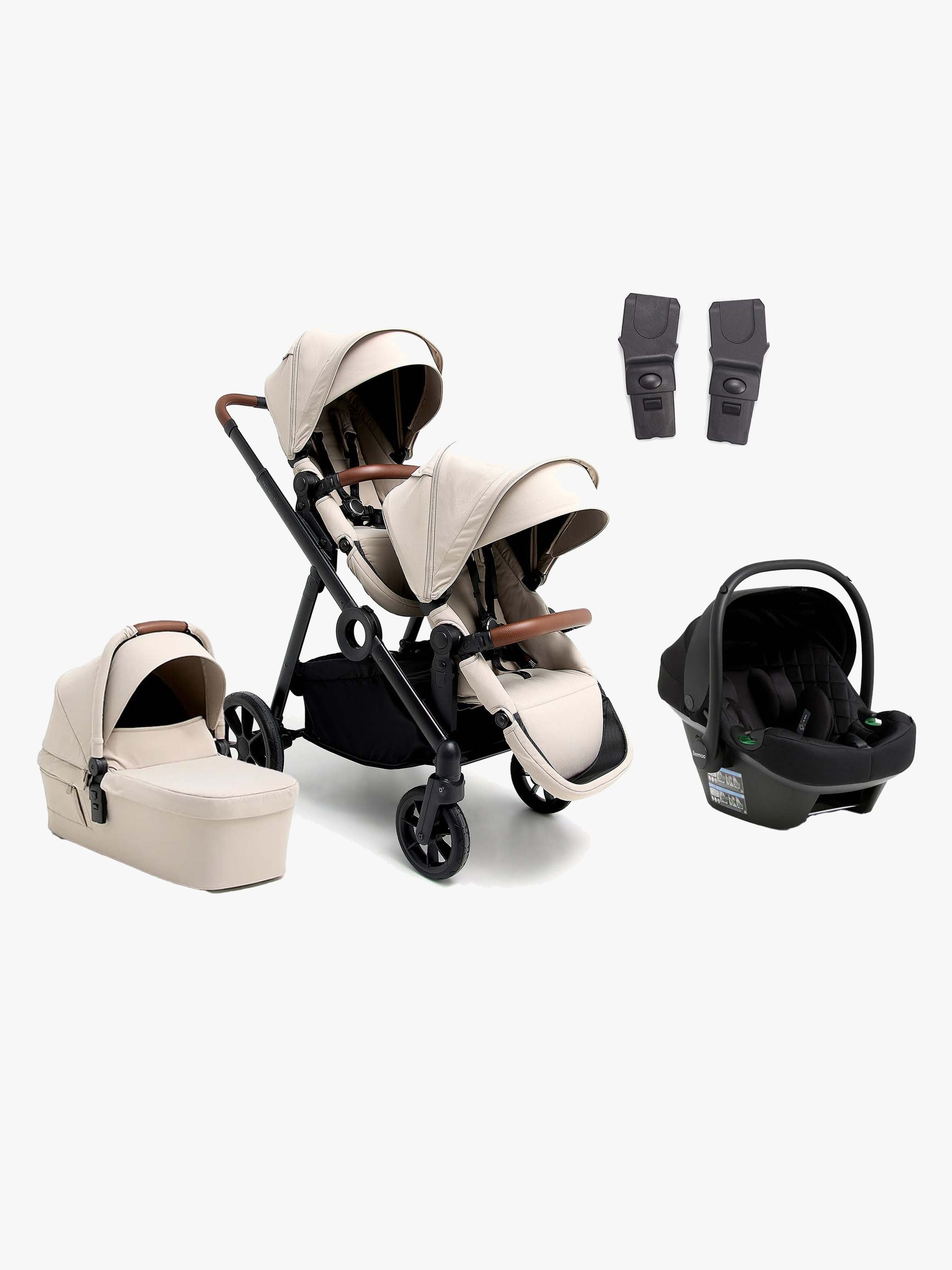 Beemoo Pro Multi 2 Syskonvagn Inkl. Route i-Size Babyskydd, Latte Beige/Black Stone