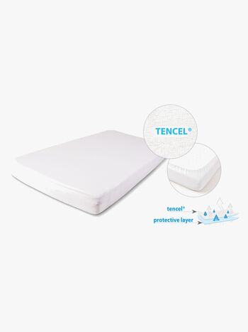 BabyMatex Tencel Vattentätt Dra-på-lakan för Barnsäng 70 x 140 cm, Vit