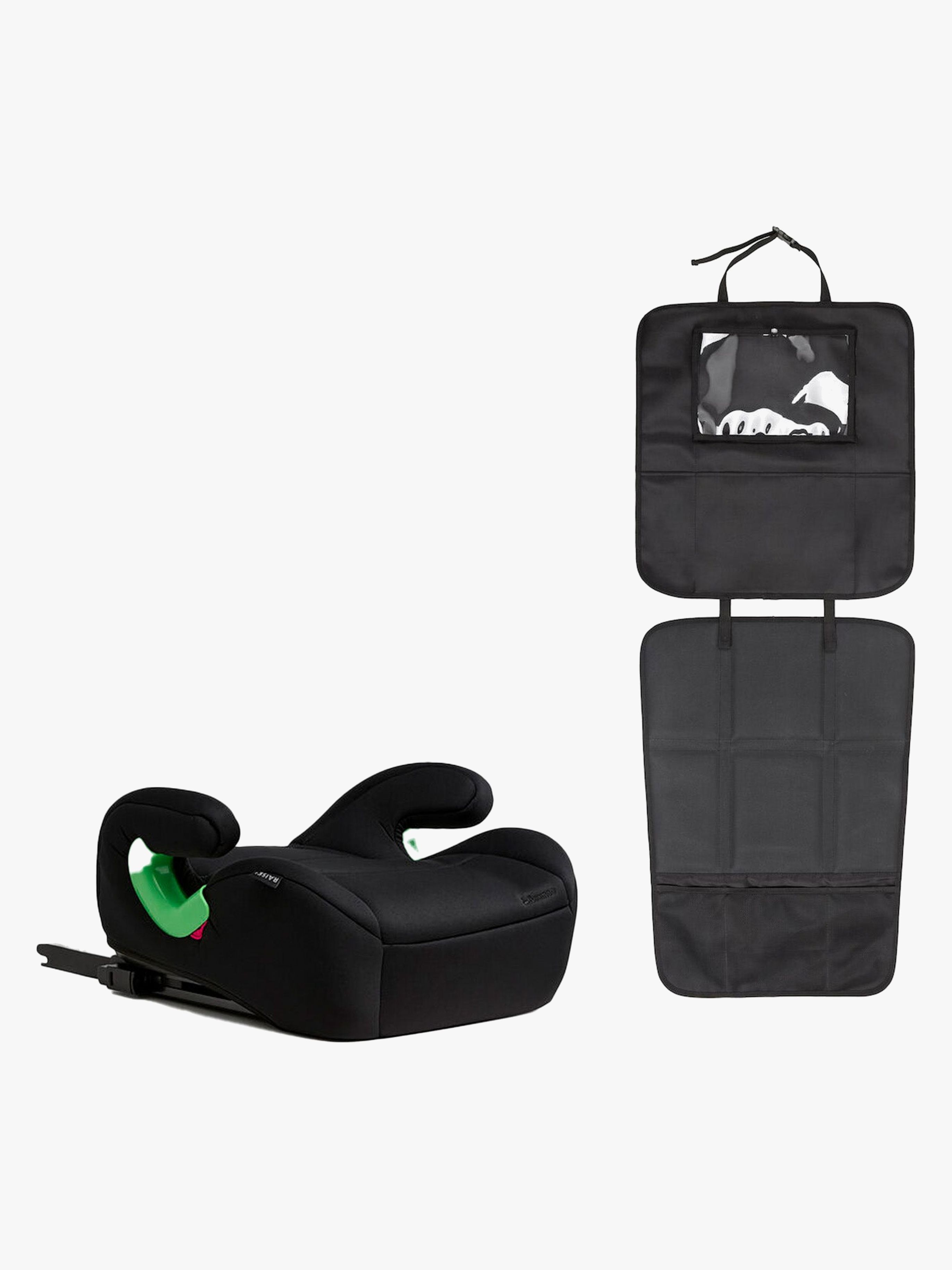 Beemoo Raise 2 i-Size Bälteskudde ISOFIX inkl. Beemoo 3-in-1 Sparkskydd, Black Stone/Black