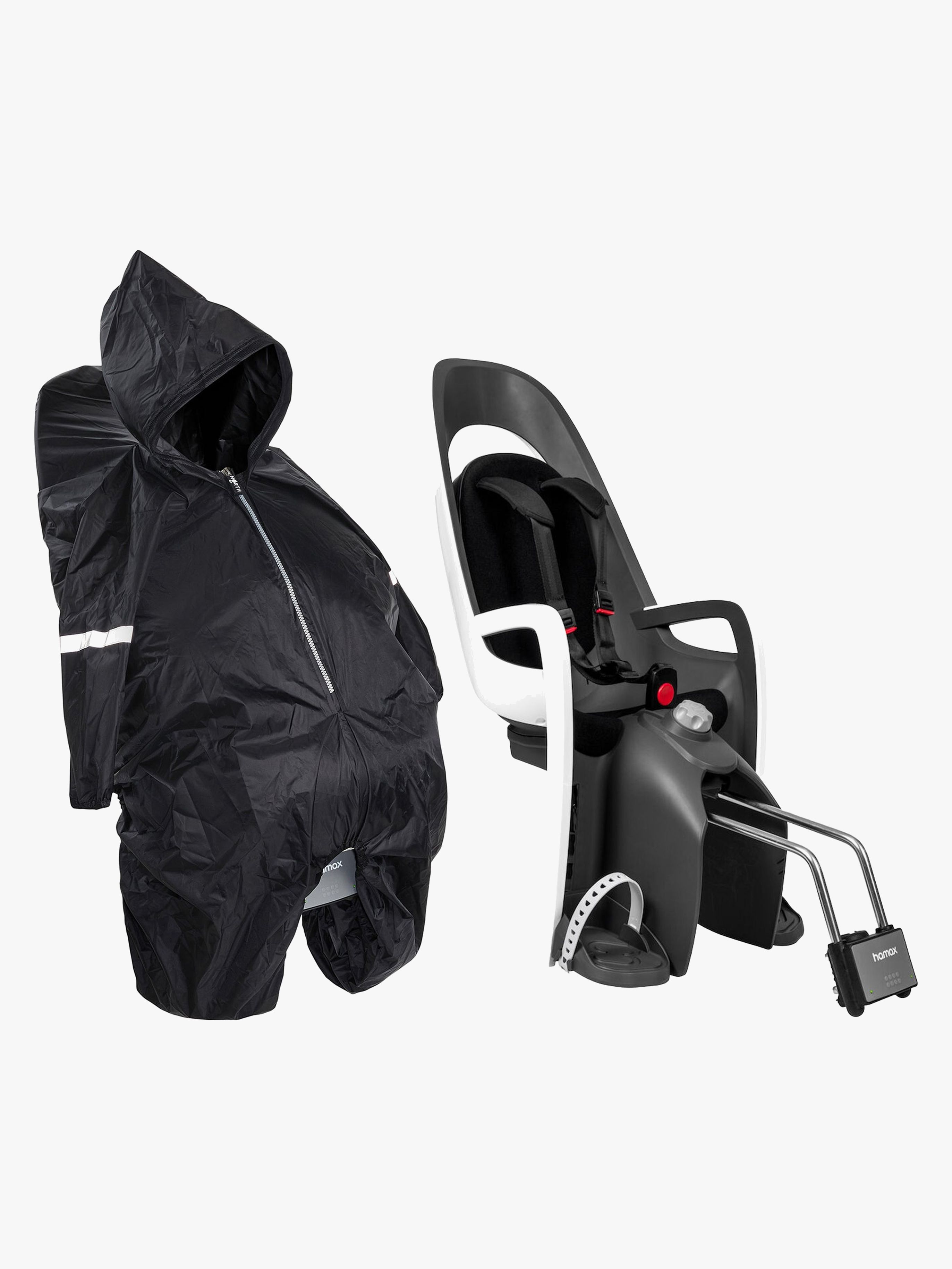 Hamax CARESS Cykelsits med Låsbart Ramfäste Inkl. Regnskydd, White/Black