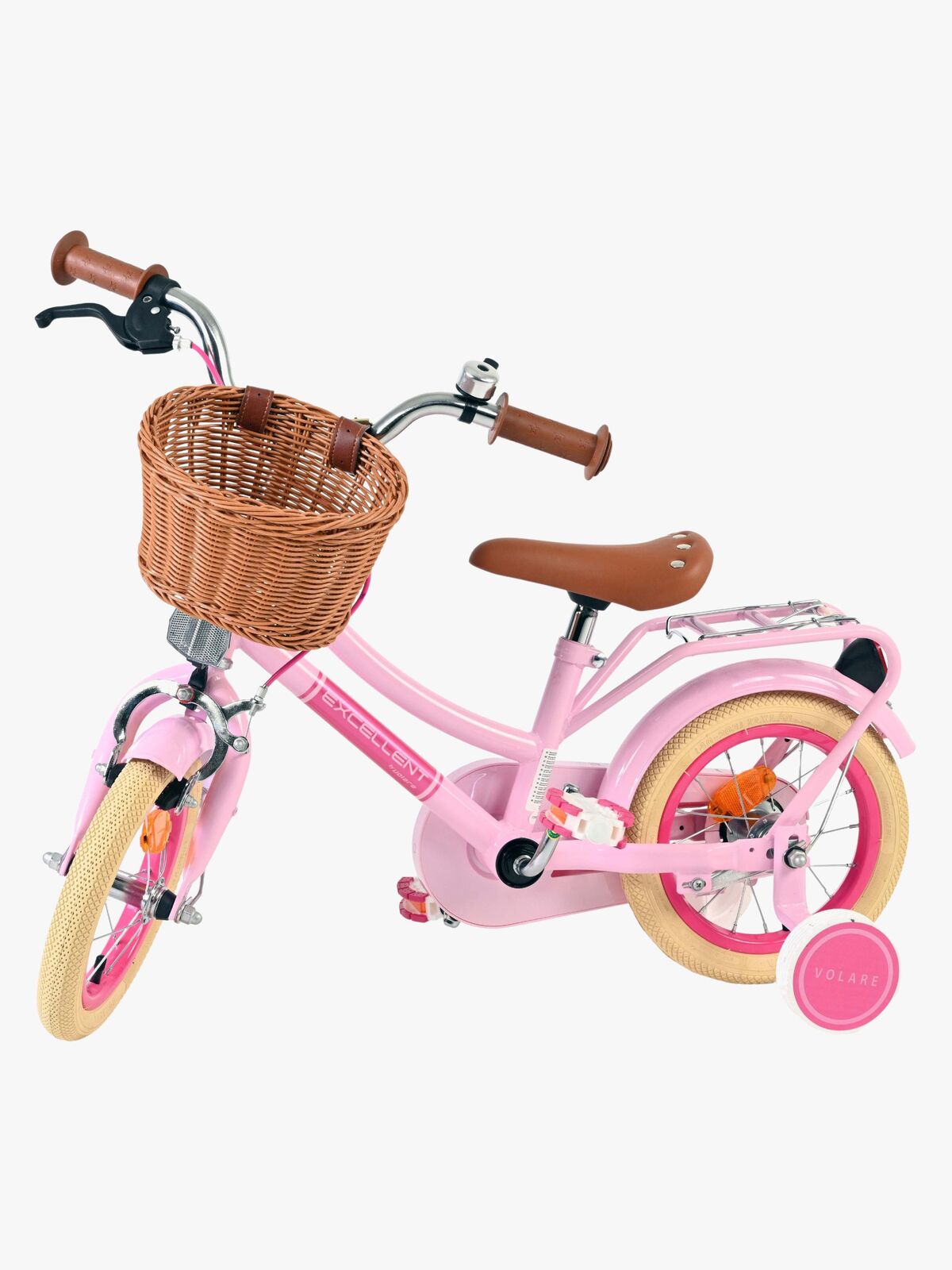 Volare Excellent Cykel med Korg 12 Tum, Rosa