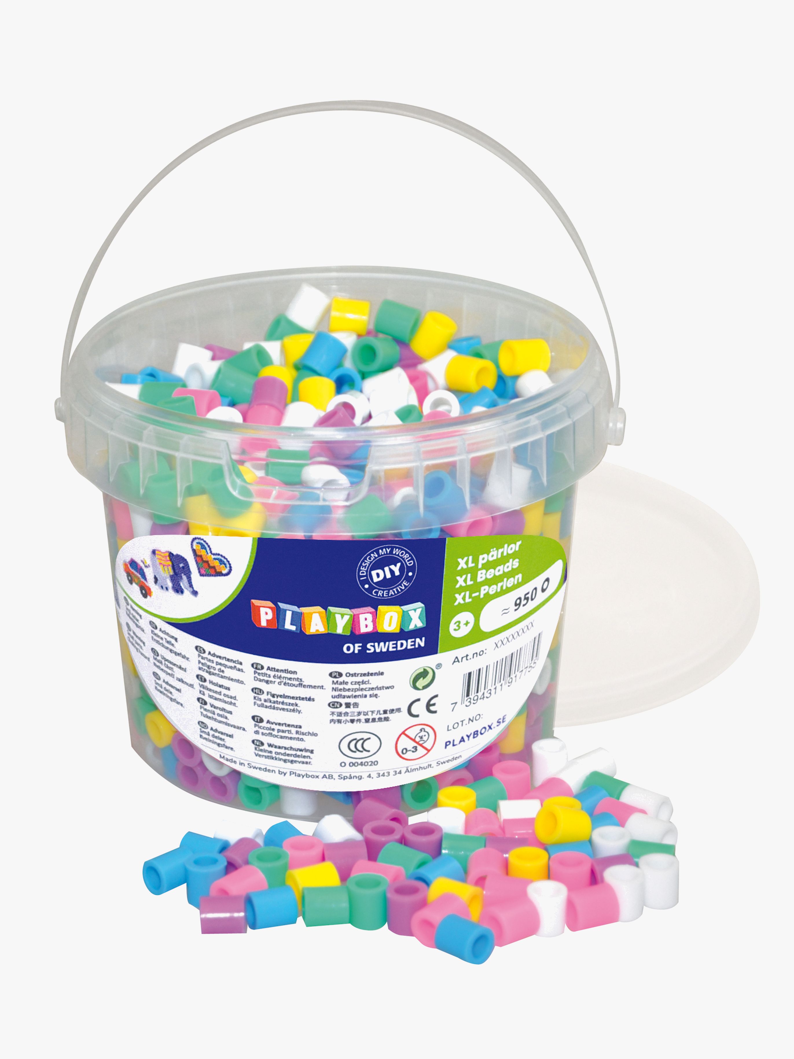 Playbox Rörpärlor XL Pastell I Hink 950 St