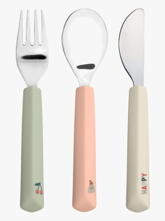 Lässig Bestick med Silikongrepp 3-pack, Happy Fruit Cherry