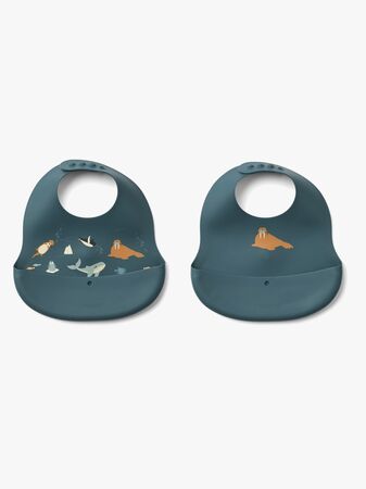 LIEWOOD Ember Mönstrad Haklapp 2-Pack, Arctic Sea/Ocean view