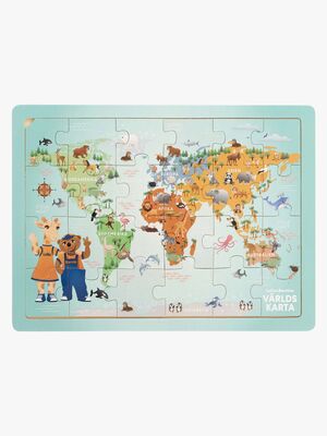 Teddykompaniet Lollo & Bernie Pussel Världskarta 24 Bitar