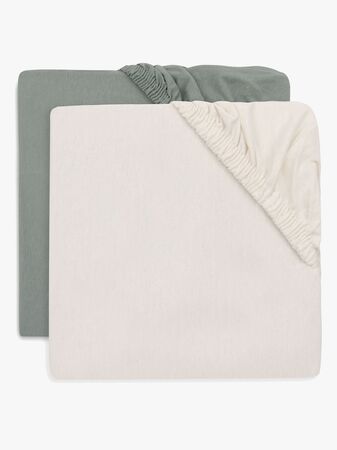 Jollein Dra-på-lakan 2-Pack 60x120, Sea Green/Ivory