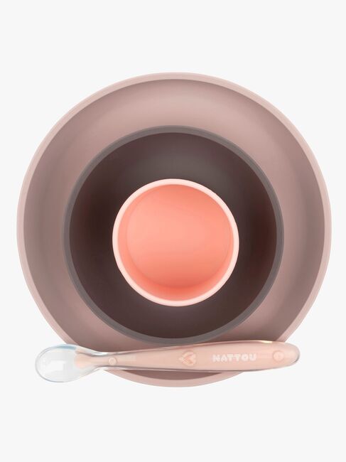 Nattou Soft Silicone Matset 4 delar, Rosa/Aubergine