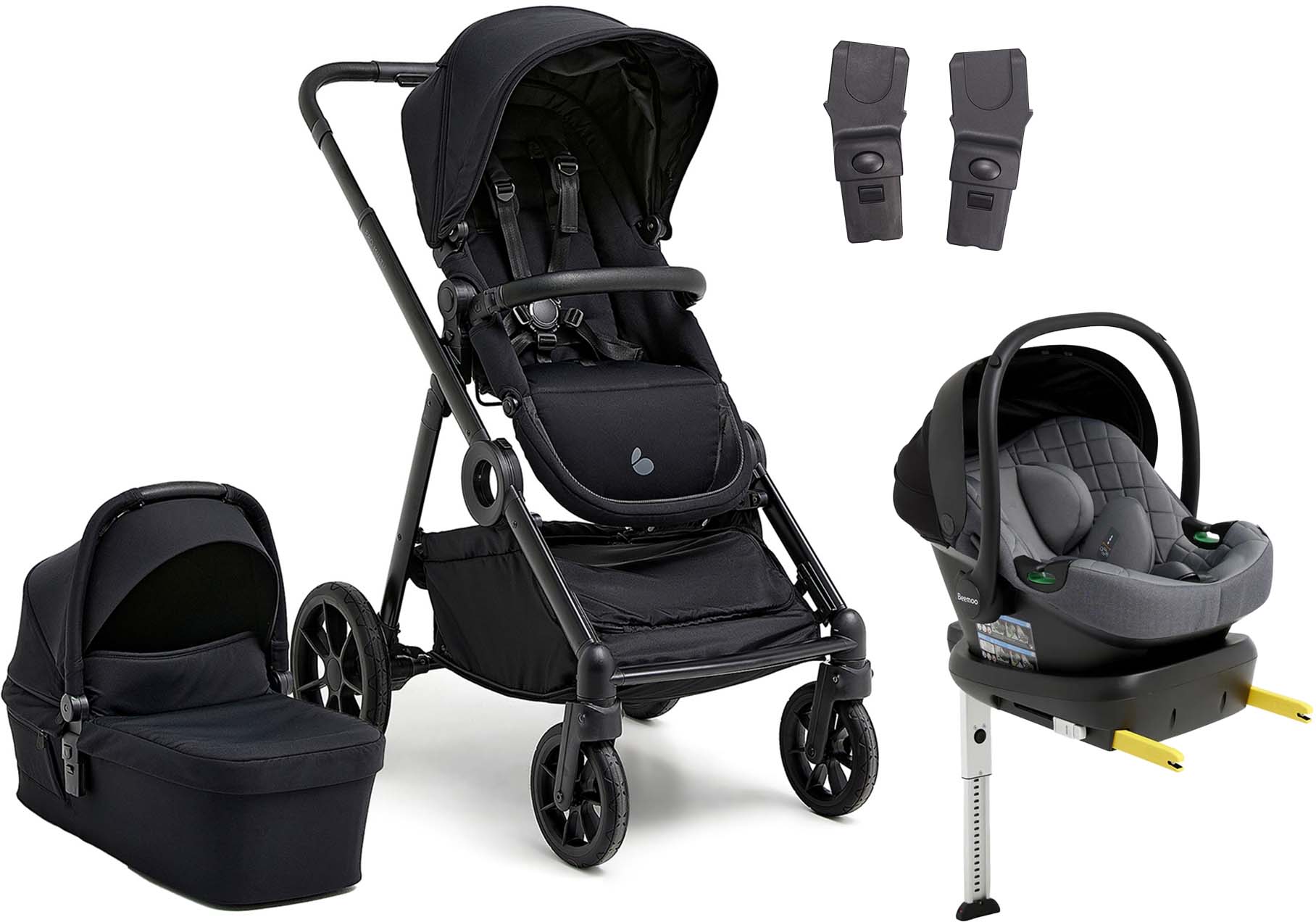 Beemoo Pro Multi 2 Duovagn Inkl. Route i-Size Babyskydd &  Bas Coffee Black/Mineral Grey