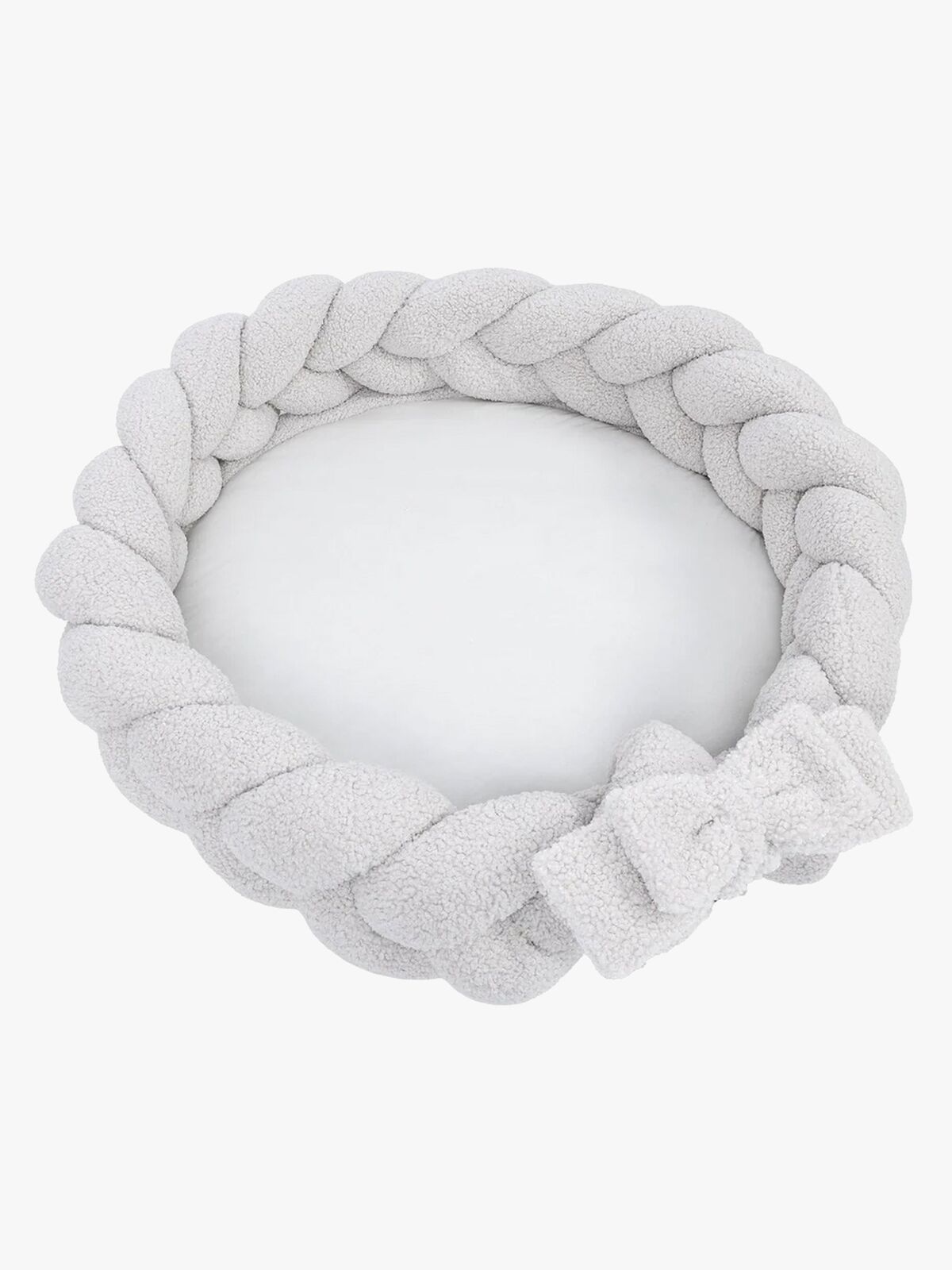 MeowBaby Bearly Babynest med Flätat Skydd & Lekmatta, Offwhite