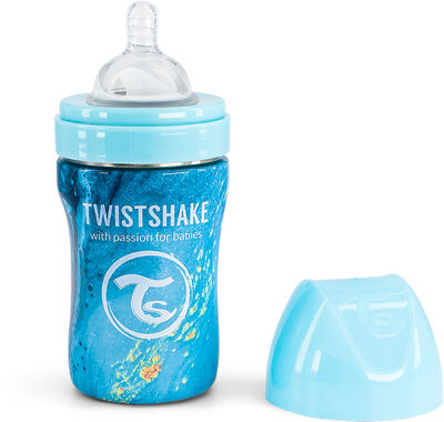 Twistshake Anti-Kolik Rostfritt 260 ml, Marmor/Blå