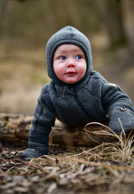 Mikk-Line Ullfleecejacka Baby, Anthracite Melange