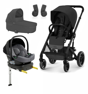 Cybex BALIOS S Lux Duovagn inkl. Beemoo Route Babyskydd & Bas, Moon Black/Mineral Grey