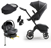 Stokke Xplory X Duovagn inkl. Beemoo Route Babyskydd & Bas, Rich Black/Mineral Grey