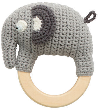 Sebra Fanto The Elephant Gehäkelte Rassel, Grey