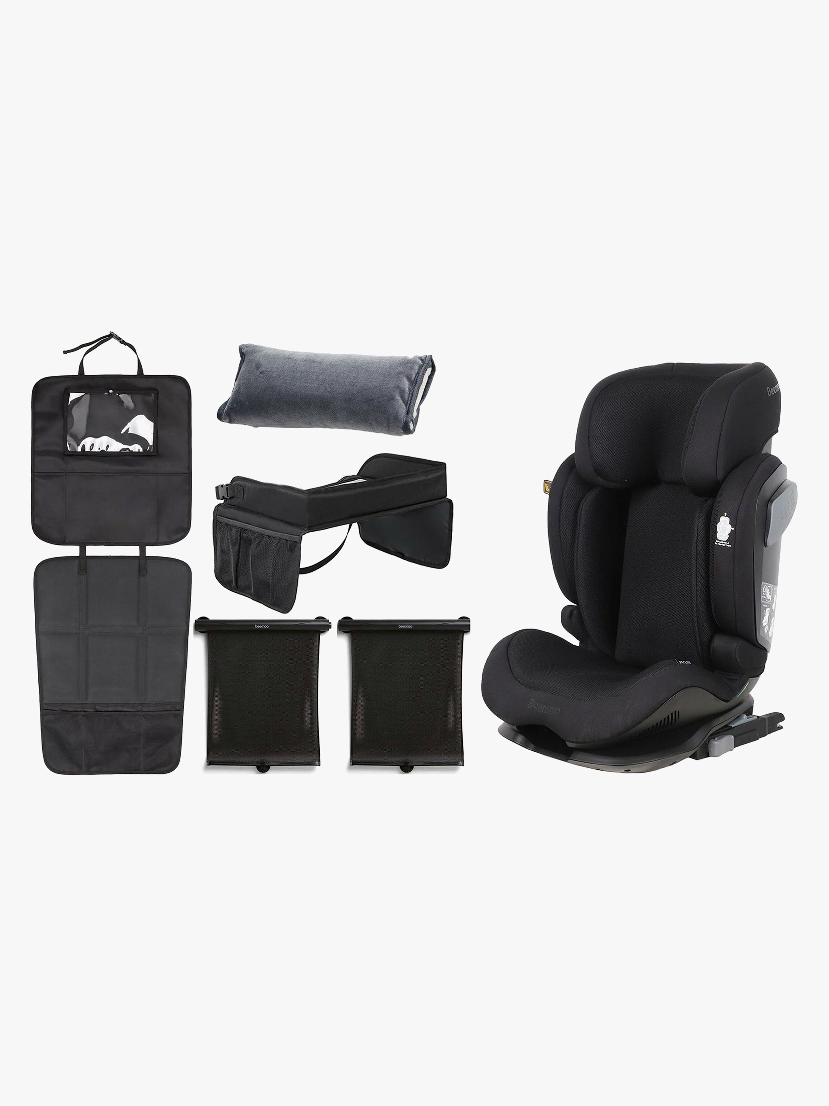Beemoo Recline i-Size Bältesstol inkl. Tillbehör, Black Mesh
