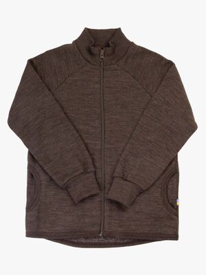 Joha Pullover Merinowolle Zip, Dunkelbraun
