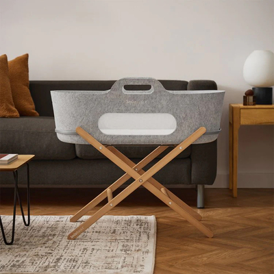 Snüz SnuzBaskit Moseskorb mit Stativ, Light Grey/Natural