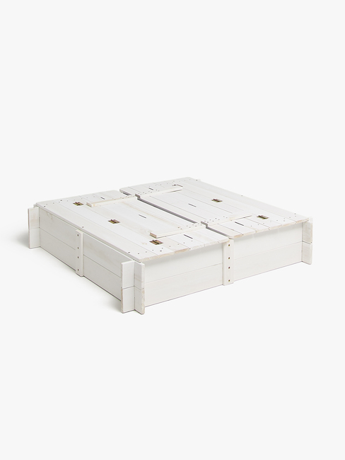 Woodlii Sandlåda med Lock & Bänk, Vit