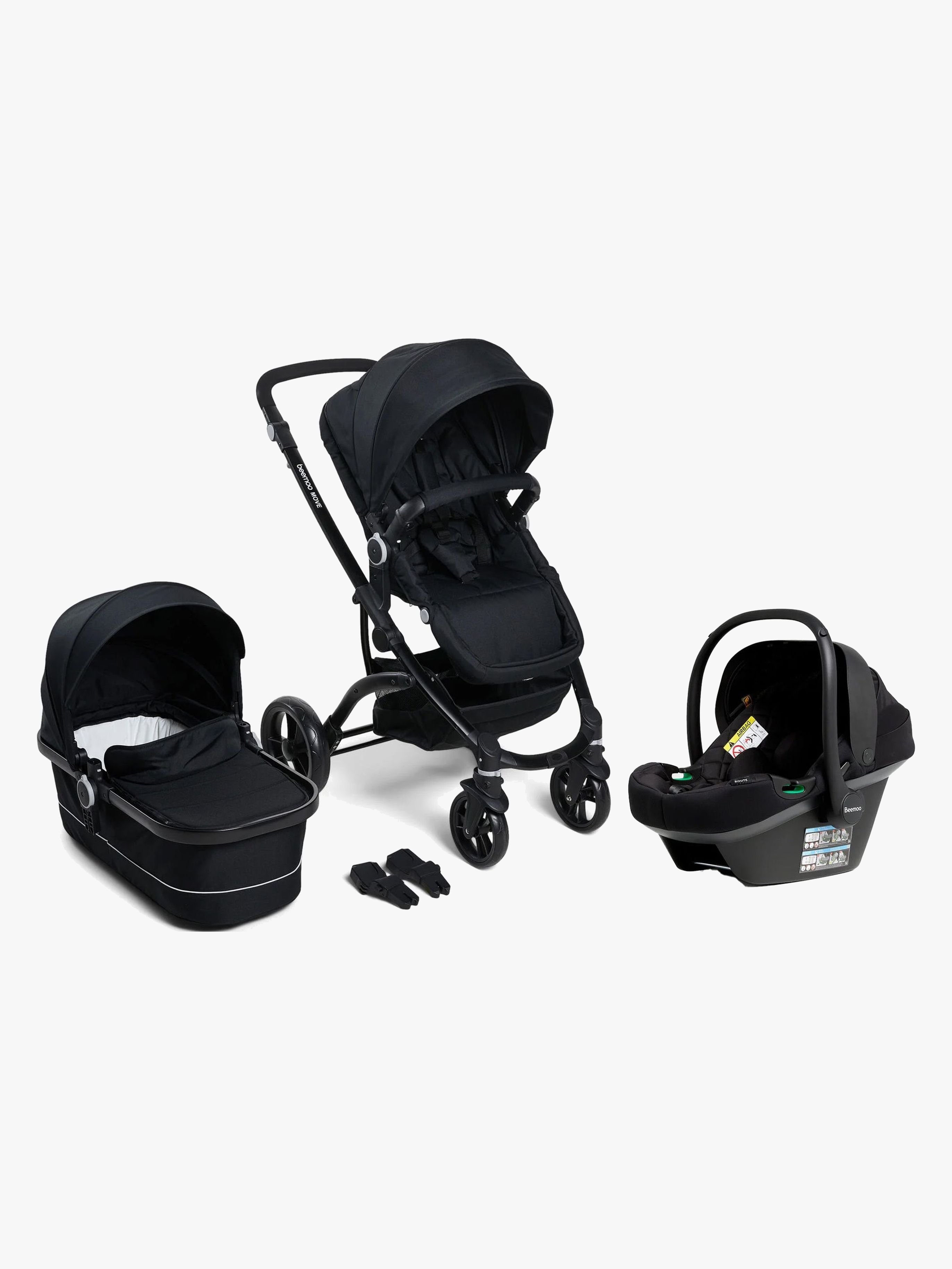 Beemoo Move Duo Duovagn Inkl. Beemoo Route i-Size Babyskydd, Black/Black Stone