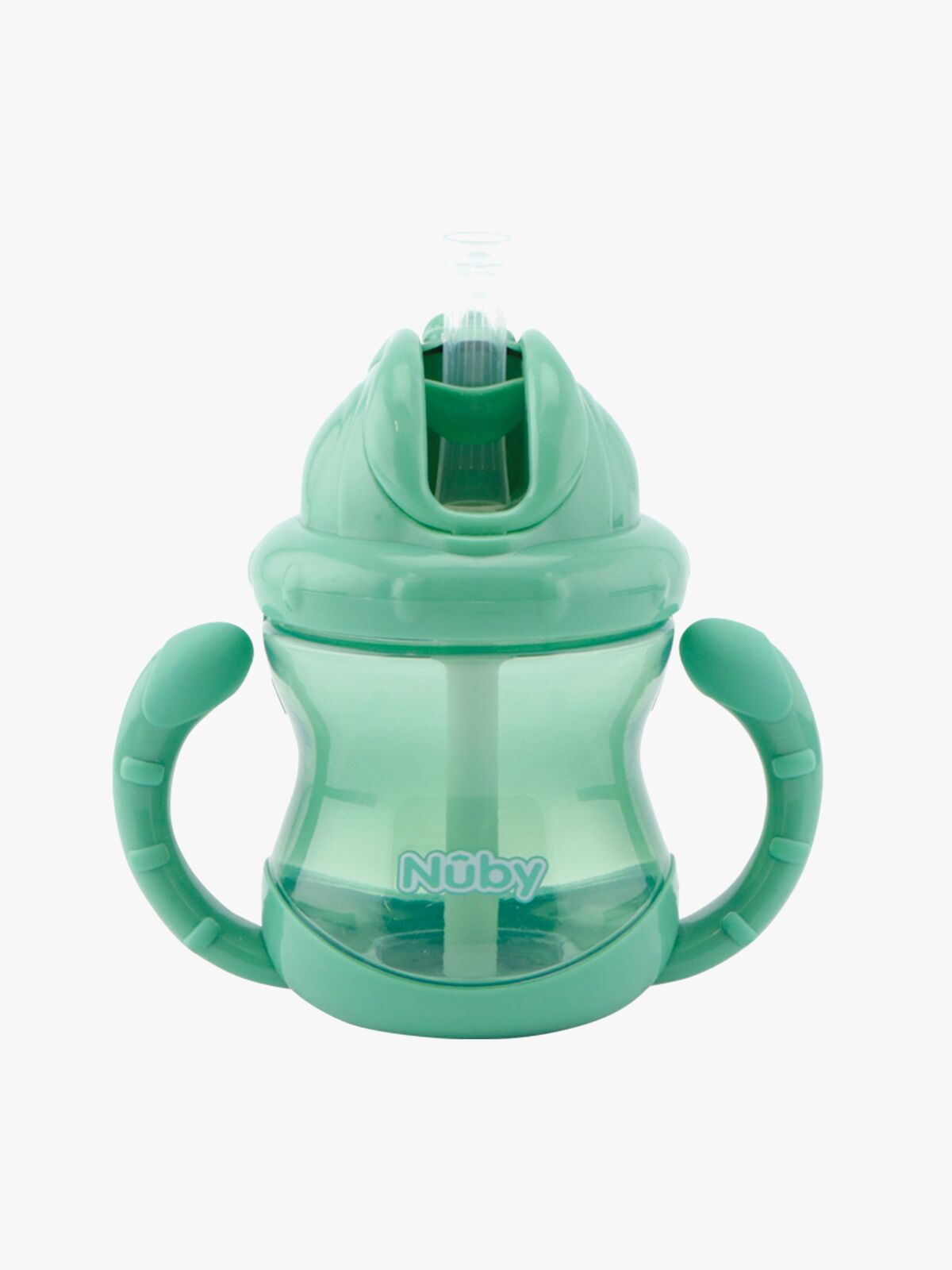 Nuby Twin Handle Flip It Mugg 240 ml +12 m, Grön