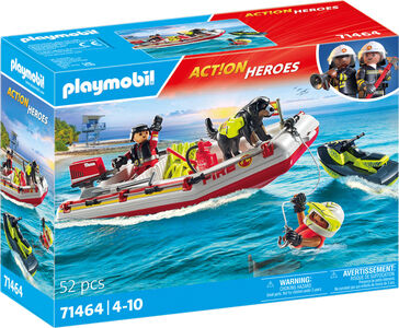Playmobil 71464 Action Heroes Byggsats Brandbåt med Aquascooter