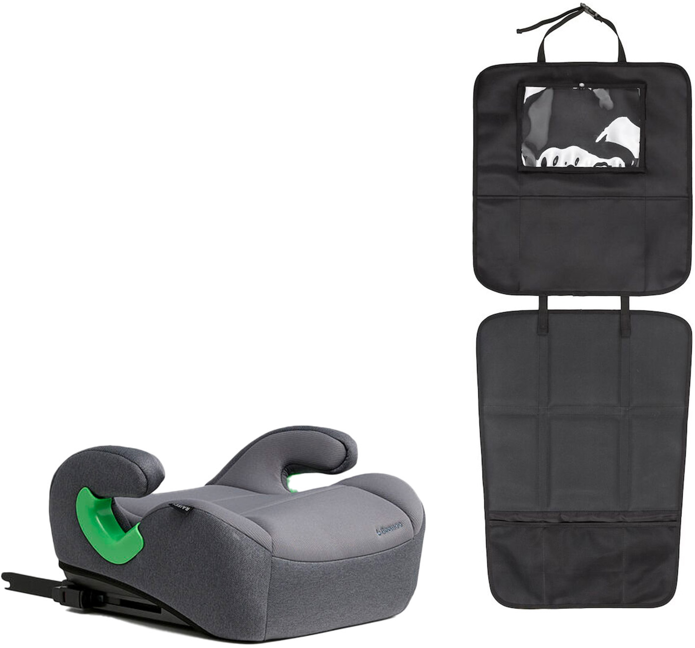 Beemoo Raise 2 i-Size Bälteskudde ISOFIX inkl. Beemoo 3-in-1 Sparkskydd, Mineral Grey/Black