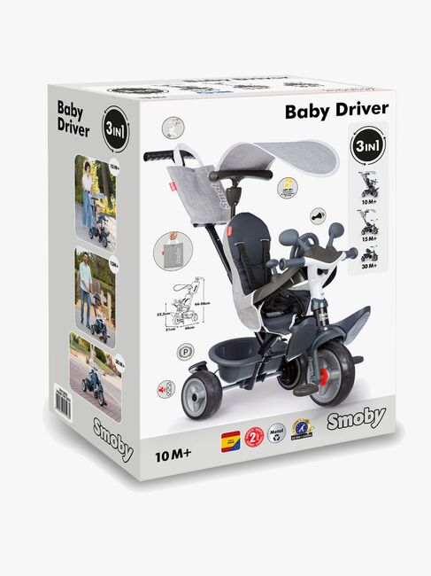 Smoby Baby Driver Trehjuling Plus, Grå