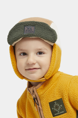 Nordbjörn Knallen Teddyfleece-Mütze, Inca gold/Deep Depths/Tobacco brown