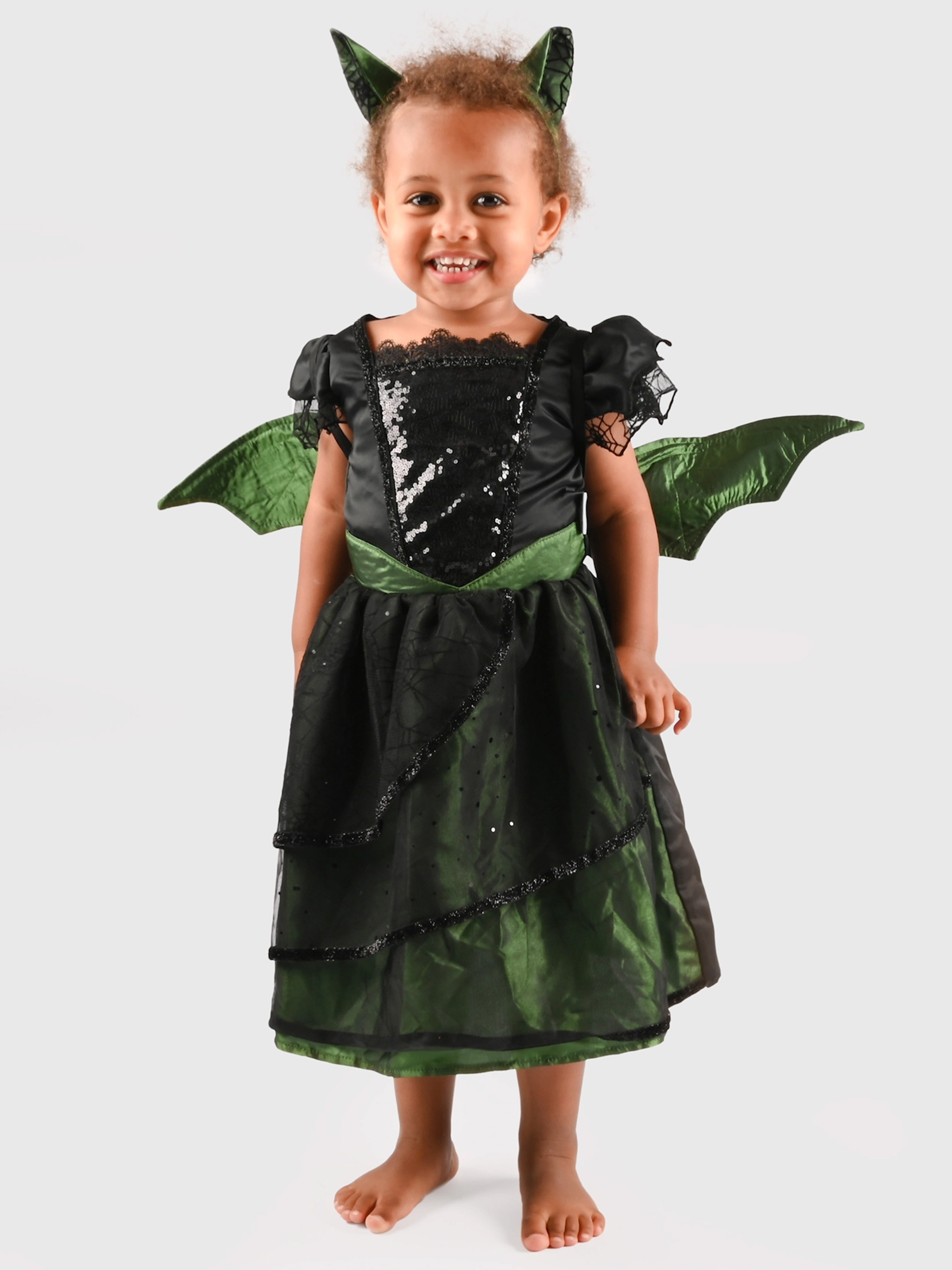 Den Goda Fen Utklädnad Fladdermus Prinsessklänning 110-116 cm, Mörkgrön, 110-116