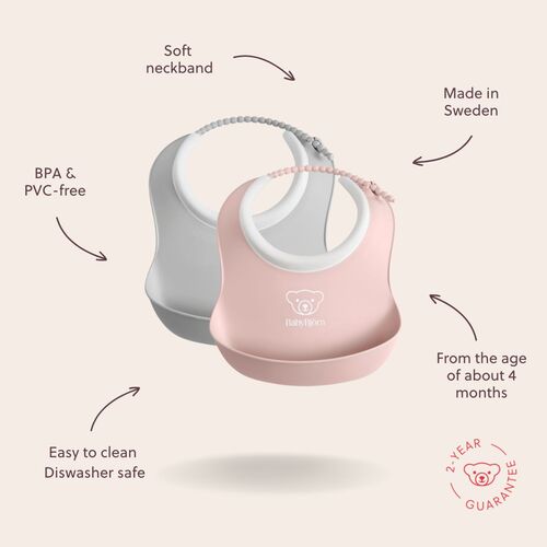 BabyBjörn Haklappsset 2-Pack, Grå/Rosa