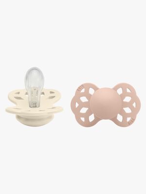 BIBS Infinity Smokker 2-pack Silikon Str 1 Symmetrisk, Ivory/Blush