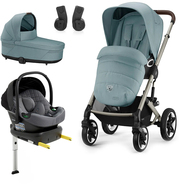 Cybex TALOS S Lux Duovagn inkl. Beemoo Route Babyskydd & Bas, Sky Blue/Mineral Grey