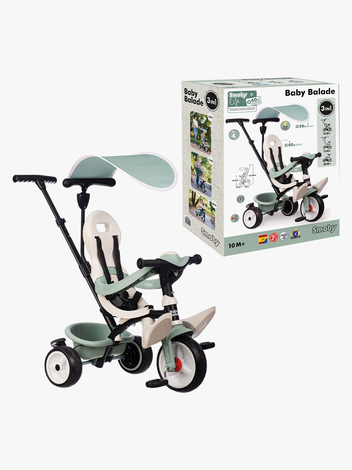 Smoby Trehjuling S.Life Baby Blade, Grön