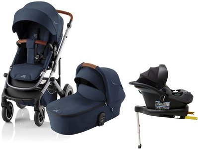 Britax Smile 5Z Duovagn inkl. Beemoo Route Babyskydd & Bas, Night Blue/Mineral Grey