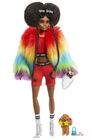 Barbie Extra Doll Rainbow Coat Docka
