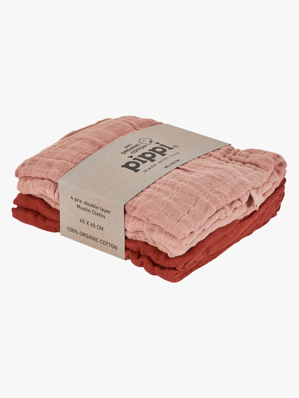 Pippi Muslinfilt 4-pack, Misty Rose