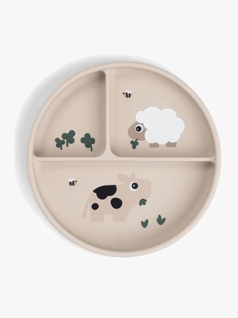 Done By Deer Tiny Farm Stick & Stay  Delad Silikontallrik, Sand