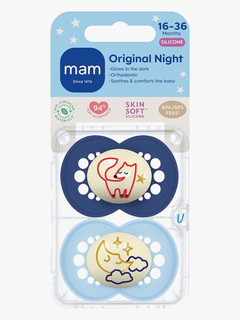 MAM Orginal Night Nappar Silikon 2-Pack 16-36m, Blå