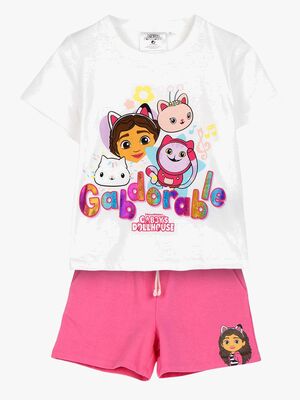 Gabby's Dollhouse T-Shirt & Shorts Set, Weiß/Rosa